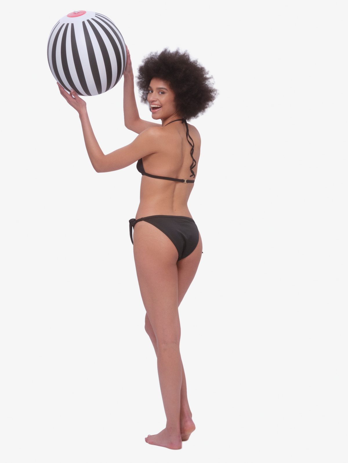 Stresa - Černé trojúhelníkové bikini s kalhotkami se zavazováním na bocích