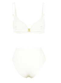 Plavková podprsenka s decentní véčkovou kosticí a záševkami v barvě slonové kosti