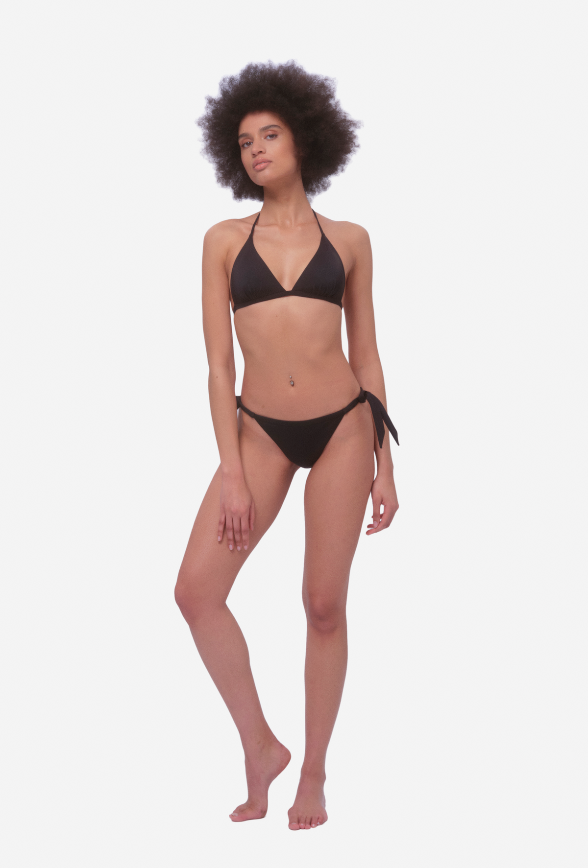 Stresa - Černé trojúhelníkové bikini s kalhotkami se zavazováním na bocích