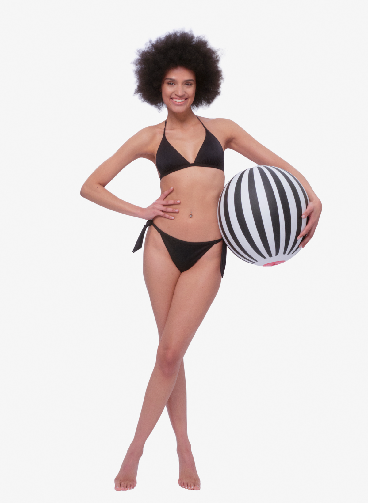 Stresa Draped Triangle Bikini Top - Black