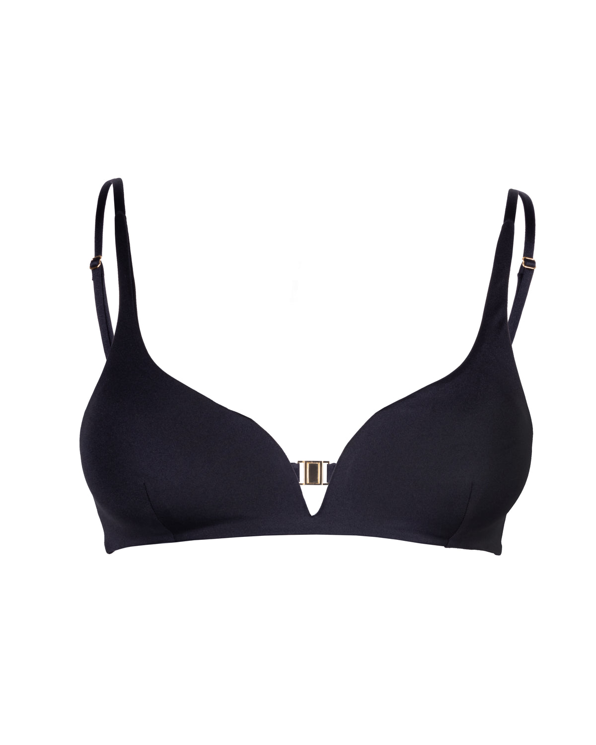 Plavková podprsenka s decentní véčkovou kosticí a záševkami v metalické černé