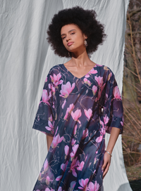 The Magnolia Dream — One Size Silk-Cotton Caftan