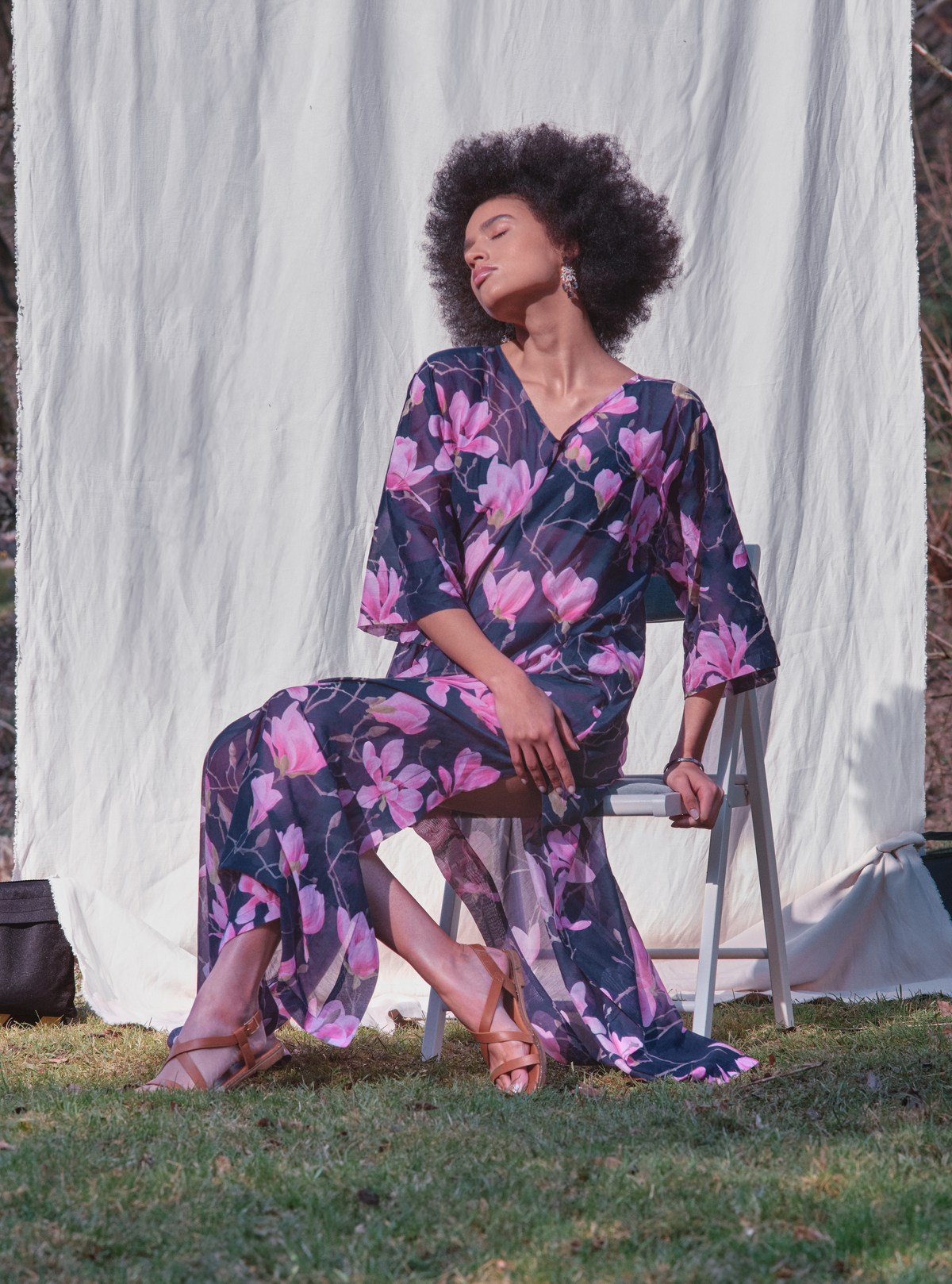 The Magnolia Dream — One Size Silk-Cotton Caftan
