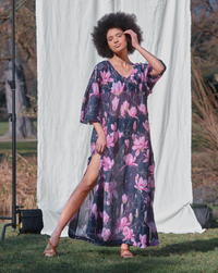 The Magnolia Dream — One Size Silk-Cotton Caftan