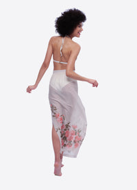 Isola Madre Silk-Cotton Maxi Skirt with Artisan-Designed Camellia Blossom Print